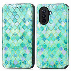 Funda de Cuero Cartera con Soporte Patron de Moda Carcasa S02D para Huawei Enjoy 50 Verde