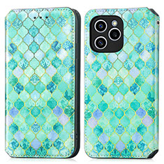 Funda de Cuero Cartera con Soporte Patron de Moda Carcasa S02D para Huawei Honor 60 SE 5G Verde