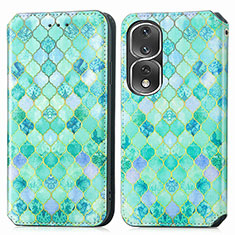 Funda de Cuero Cartera con Soporte Patron de Moda Carcasa S02D para Huawei Honor 80 Pro 5G Verde