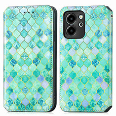 Funda de Cuero Cartera con Soporte Patron de Moda Carcasa S02D para Huawei Honor 80 SE 5G Verde