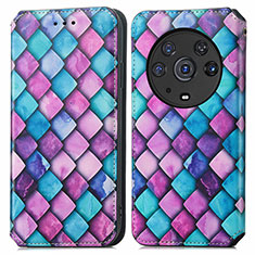 Funda de Cuero Cartera con Soporte Patron de Moda Carcasa S02D para Huawei Honor Magic3 Pro 5G Morado