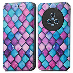 Funda de Cuero Cartera con Soporte Patron de Moda Carcasa S02D para Huawei Honor Magic5 5G Morado