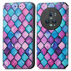 Funda de Cuero Cartera con Soporte Patron de Moda Carcasa S02D para Huawei Honor Magic5 Pro 5G Morado