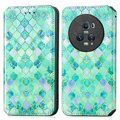 Funda de Cuero Cartera con Soporte Patron de Moda Carcasa S02D para Huawei Honor Magic5 Pro 5G Verde