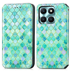 Funda de Cuero Cartera con Soporte Patron de Moda Carcasa S02D para Huawei Honor X6a Verde