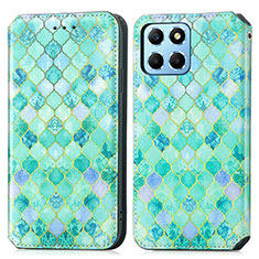 Funda de Cuero Cartera con Soporte Patron de Moda Carcasa S02D para Huawei Honor X6S Verde