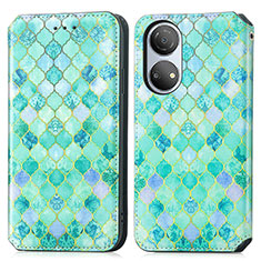 Funda de Cuero Cartera con Soporte Patron de Moda Carcasa S02D para Huawei Honor X7 Verde