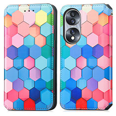 Funda de Cuero Cartera con Soporte Patron de Moda Carcasa S02D para Huawei Honor X7b Vistoso