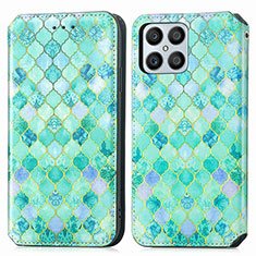 Funda de Cuero Cartera con Soporte Patron de Moda Carcasa S02D para Huawei Honor X8 4G Verde