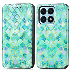 Funda de Cuero Cartera con Soporte Patron de Moda Carcasa S02D para Huawei Honor X8a 4G Verde