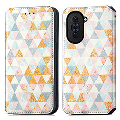 Funda de Cuero Cartera con Soporte Patron de Moda Carcasa S02D para Huawei Nova 10 Blanco