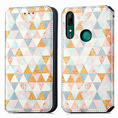 Funda de Cuero Cartera con Soporte Patron de Moda Carcasa S02D para Huawei P Smart Z (2019) Blanco