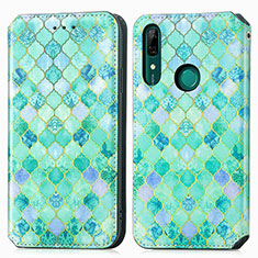 Funda de Cuero Cartera con Soporte Patron de Moda Carcasa S02D para Huawei Y9 Prime (2019) Verde