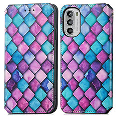 Funda de Cuero Cartera con Soporte Patron de Moda Carcasa S02D para Motorola Moto Edge (2022) 5G Morado