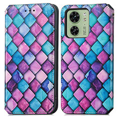 Funda de Cuero Cartera con Soporte Patron de Moda Carcasa S02D para Motorola Moto Edge (2023) 5G Morado