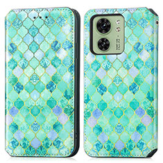 Funda de Cuero Cartera con Soporte Patron de Moda Carcasa S02D para Motorola Moto Edge 40 5G Verde