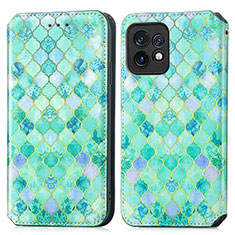 Funda de Cuero Cartera con Soporte Patron de Moda Carcasa S02D para Motorola Moto Edge 40 Pro 5G Verde