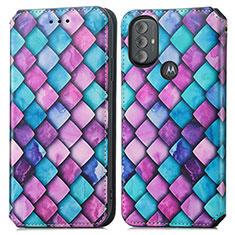 Funda de Cuero Cartera con Soporte Patron de Moda Carcasa S02D para Motorola Moto G Play (2023) Morado