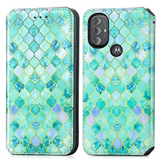 Funda de Cuero Cartera con Soporte Patron de Moda Carcasa S02D para Motorola Moto G Power (2022) Verde