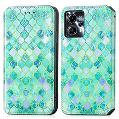 Funda de Cuero Cartera con Soporte Patron de Moda Carcasa S02D para Motorola Moto G13 Verde