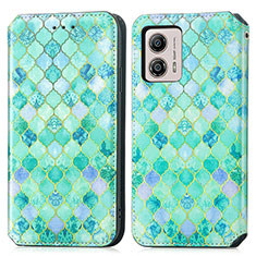 Funda de Cuero Cartera con Soporte Patron de Moda Carcasa S02D para Motorola Moto G53 5G Verde