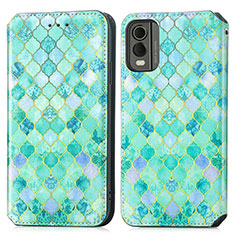 Funda de Cuero Cartera con Soporte Patron de Moda Carcasa S02D para Nokia C32 Verde