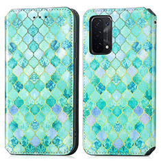 Funda de Cuero Cartera con Soporte Patron de Moda Carcasa S02D para Oppo A54 5G Verde