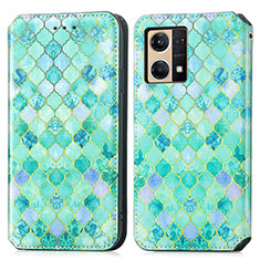 Funda de Cuero Cartera con Soporte Patron de Moda Carcasa S02D para Oppo F21 Pro 4G Verde