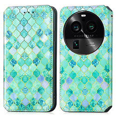 Funda de Cuero Cartera con Soporte Patron de Moda Carcasa S02D para Oppo Find X6 Pro 5G Verde