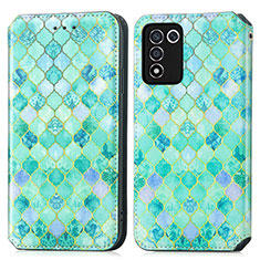 Funda de Cuero Cartera con Soporte Patron de Moda Carcasa S02D para Oppo K9S 5G Verde