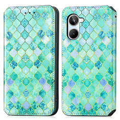 Funda de Cuero Cartera con Soporte Patron de Moda Carcasa S02D para Realme 10 4G Verde