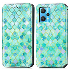 Funda de Cuero Cartera con Soporte Patron de Moda Carcasa S02D para Realme 9 4G Verde