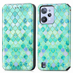 Funda de Cuero Cartera con Soporte Patron de Moda Carcasa S02D para Realme C31 Verde