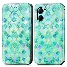 Funda de Cuero Cartera con Soporte Patron de Moda Carcasa S02D para Realme C33 (2023) Verde