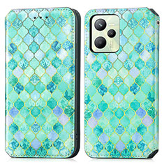 Funda de Cuero Cartera con Soporte Patron de Moda Carcasa S02D para Realme C35 Verde