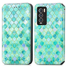 Funda de Cuero Cartera con Soporte Patron de Moda Carcasa S02D para Realme GT Master Explorer 5G Verde