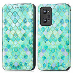 Funda de Cuero Cartera con Soporte Patron de Moda Carcasa S02D para Realme GT Neo 3T 5G Verde