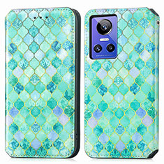 Funda de Cuero Cartera con Soporte Patron de Moda Carcasa S02D para Realme GT Neo3 5G Verde