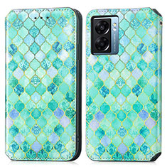 Funda de Cuero Cartera con Soporte Patron de Moda Carcasa S02D para Realme V23i 5G Verde