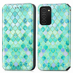 Funda de Cuero Cartera con Soporte Patron de Moda Carcasa S02D para Samsung Galaxy A02s Verde