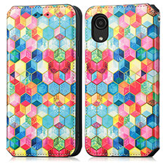 Funda de Cuero Cartera con Soporte Patron de Moda Carcasa S02D para Samsung Galaxy A03 Core Multicolor