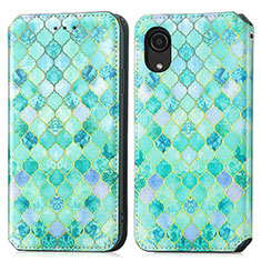 Funda de Cuero Cartera con Soporte Patron de Moda Carcasa S02D para Samsung Galaxy A03 Core Verde