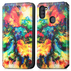 Funda de Cuero Cartera con Soporte Patron de Moda Carcasa S02D para Samsung Galaxy A11 Multicolor