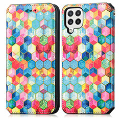 Funda de Cuero Cartera con Soporte Patron de Moda Carcasa S02D para Samsung Galaxy A22 4G Multicolor