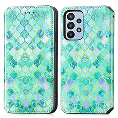 Funda de Cuero Cartera con Soporte Patron de Moda Carcasa S02D para Samsung Galaxy A23 4G Verde