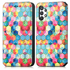 Funda de Cuero Cartera con Soporte Patron de Moda Carcasa S02D para Samsung Galaxy A32 4G Multicolor