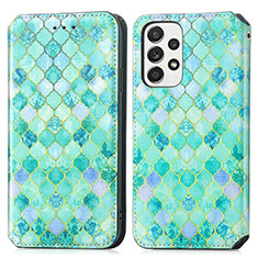 Funda de Cuero Cartera con Soporte Patron de Moda Carcasa S02D para Samsung Galaxy A33 5G Verde