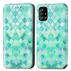 Funda de Cuero Cartera con Soporte Patron de Moda Carcasa S02D para Samsung Galaxy A51 5G Verde