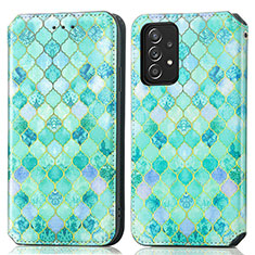 Funda de Cuero Cartera con Soporte Patron de Moda Carcasa S02D para Samsung Galaxy A52 5G Verde