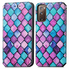 Funda de Cuero Cartera con Soporte Patron de Moda Carcasa S02D para Samsung Galaxy S20 FE 4G Morado